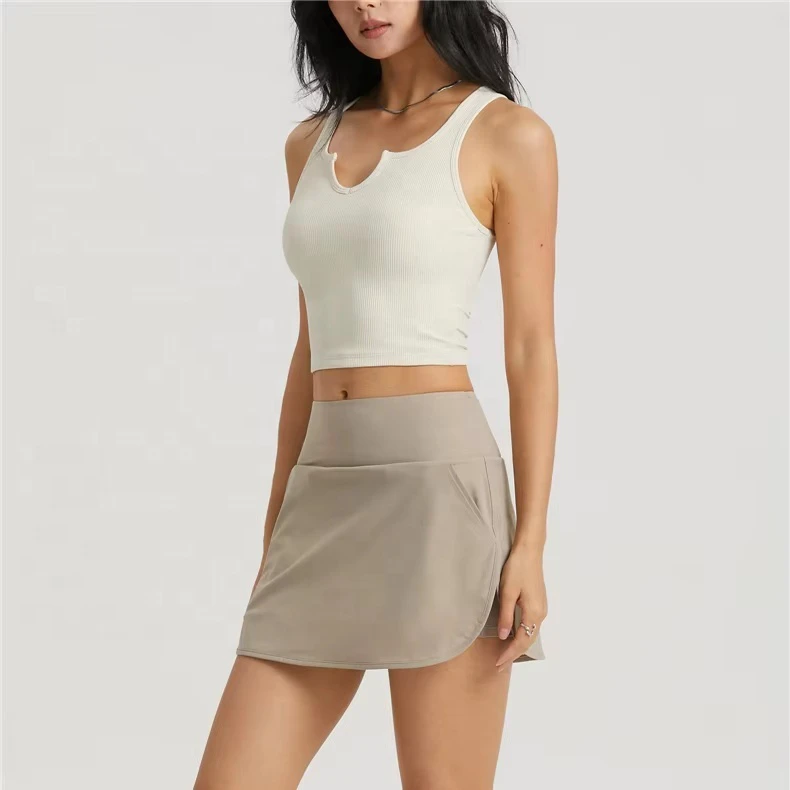Hot Selling Women Fitness Ribbed Crop Tank Top V Neck Shockproof Running Yoga Wear Sport Bras