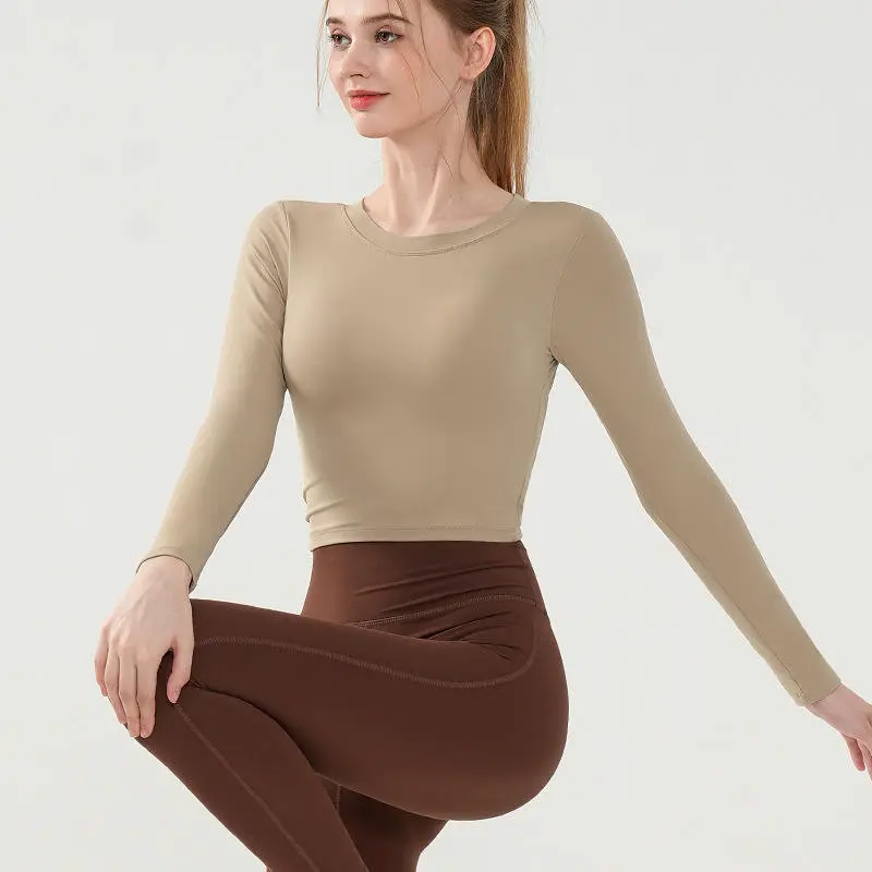 Wholesale Custom Logo Women Sport Long Sleeve Loose Yoga Top Fitness Top