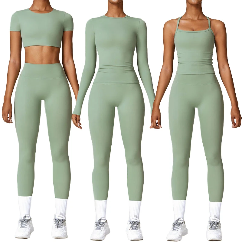 Women's Custom Logo Halter Strap Backless Activewear Yoga Set Quick-Drying Breathable High-Waisted Gym Fitness Outfits 5-Piece