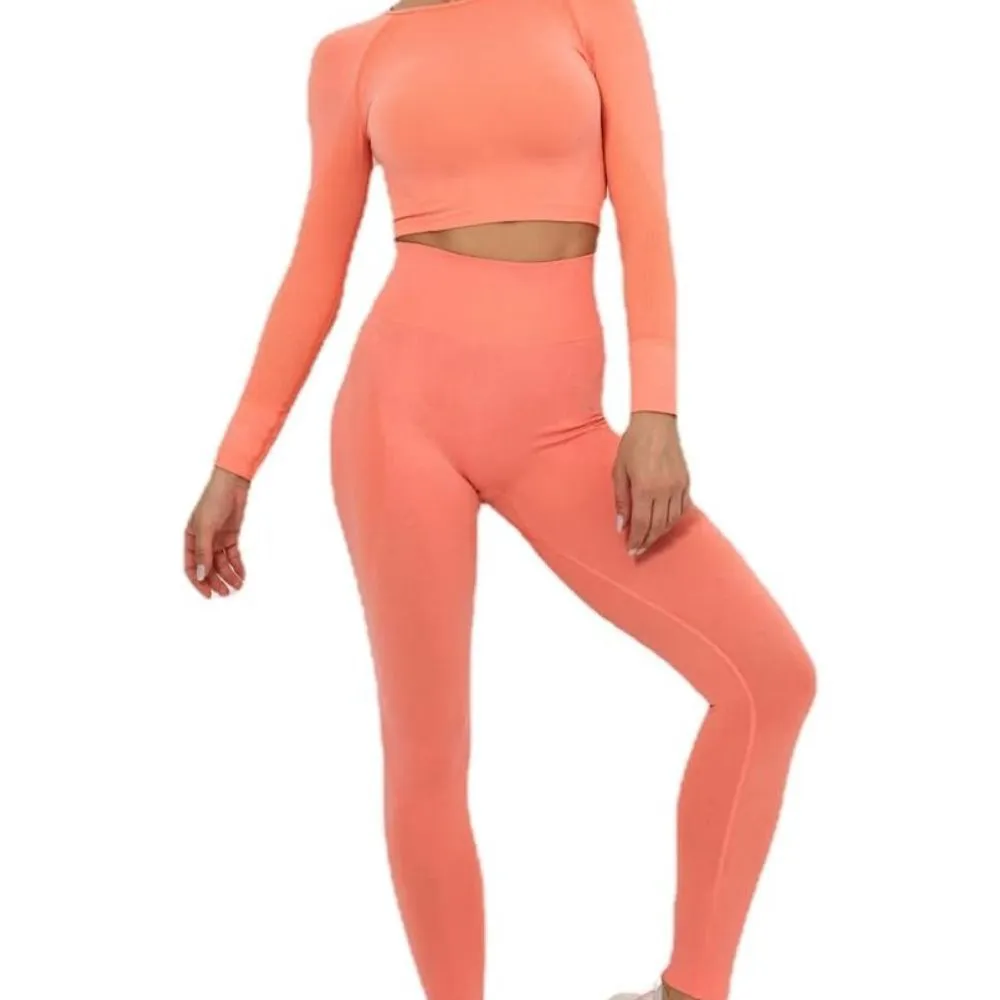 Summer High Waist Solid 2-Piece Workout Set for Women-Quick Dry Breathable Four-Way Stretch Compression Gym Outfit for Outdoor