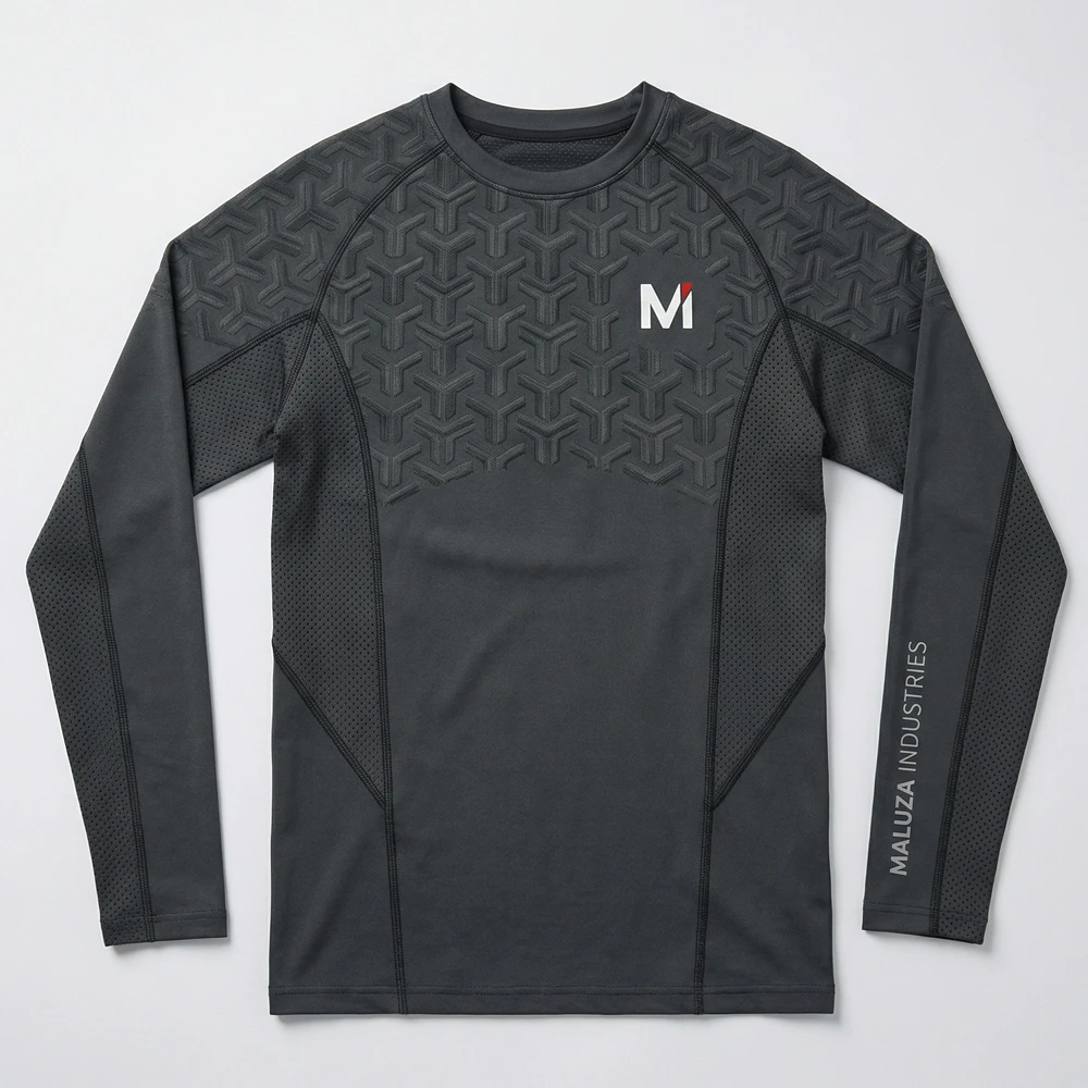 Premium Athletic Plus Size Long Sleeve Workout Knitted Breathable Compression Top Slim Fit Activewear 100% Cotton Rashguard