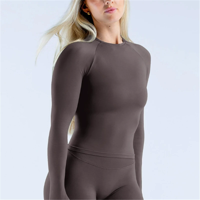 Custom Logo Yoga Wear Long Sleeve Tops with Thumb Holes High Stretch Moisture Wicking Breathable for Women Workout Fitness