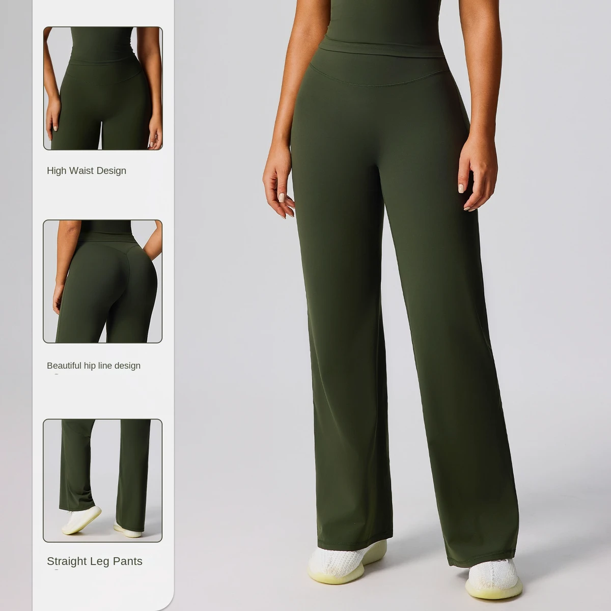 European American New Loose Plus Size Fitness Trousers Women's High Waist Elastic Waist Hip-lifting Wide Leg Sports Pants Yoga