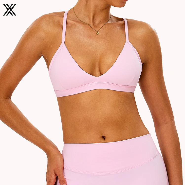 Sexy Deep V Neck Breathable Backless Sports Bra for Women Fitness Bra Accept Logo Gym Fitness High Support