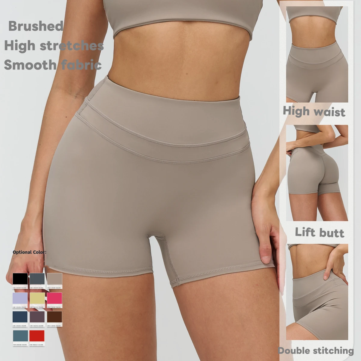 Ropa Deportiva Mujer Women's Sports Shorts Brushed Breathable Four-Way Stretch Lift Butt Yoga Gym Fitness Skinny XS Solid