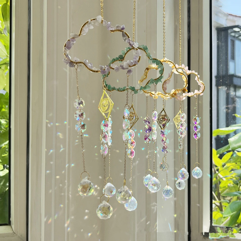 Cloud Crystal Sun Catcher Colorful Gravel Stone Window Hanging Suncatcher Rainbow Maker Home Garden Outdoor Decor