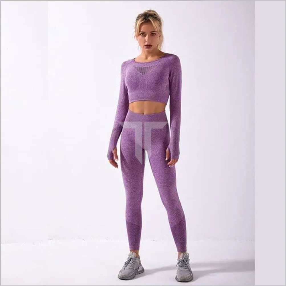 Women's Sleeveless Yoga Set Breathable Eco-Friendly 2-Piece Workout Leggings Gym Clothing Solid Pattern