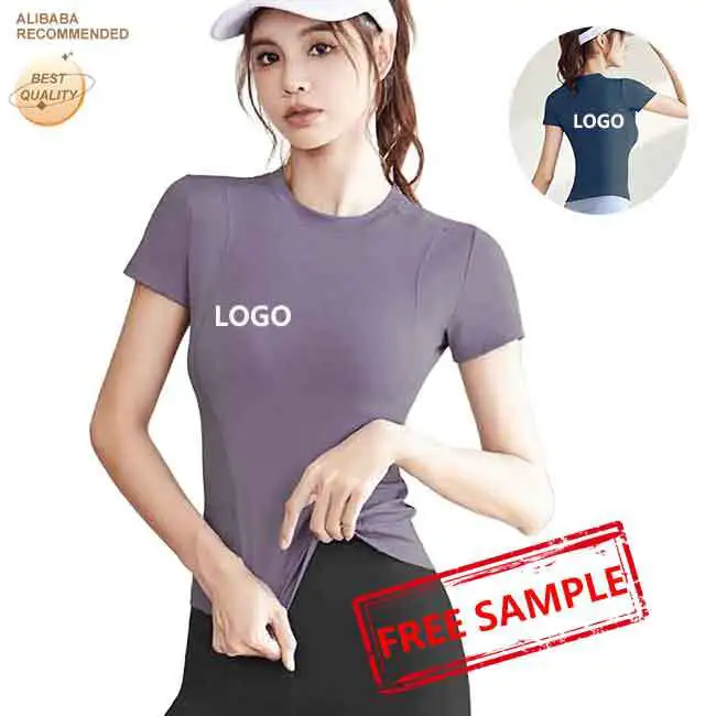 Hot Sale Yoga Wear Women Slim Sports Thin Short Sleeve Fitness Clothing Running T-shirt Sweat Wicing Tights Yoga Tops Wholesale