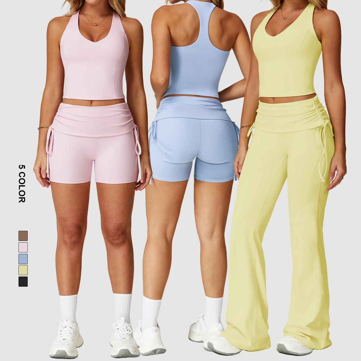 Woman Sportswear Gym Clothing Suppliers Ropa Deportiva Hombre Yoga Suit Flare Leggings Fitness Set Ladies Gym Wear