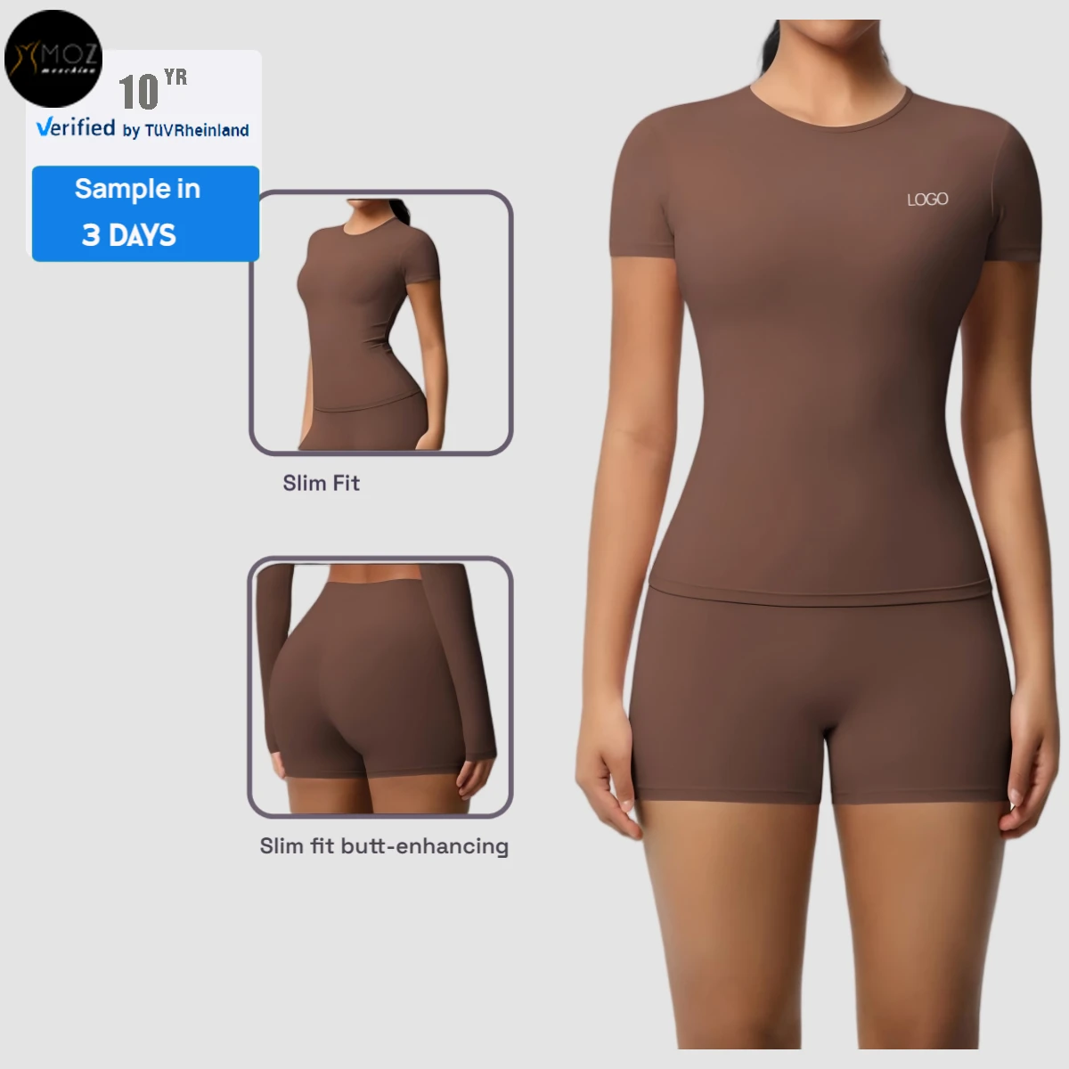 Women's Brushed Solid High-Stretch Shorts Set - Seamless 2-Piece Yoga & Gym Activewear for Running Custom T-Shirt & Shorts Set