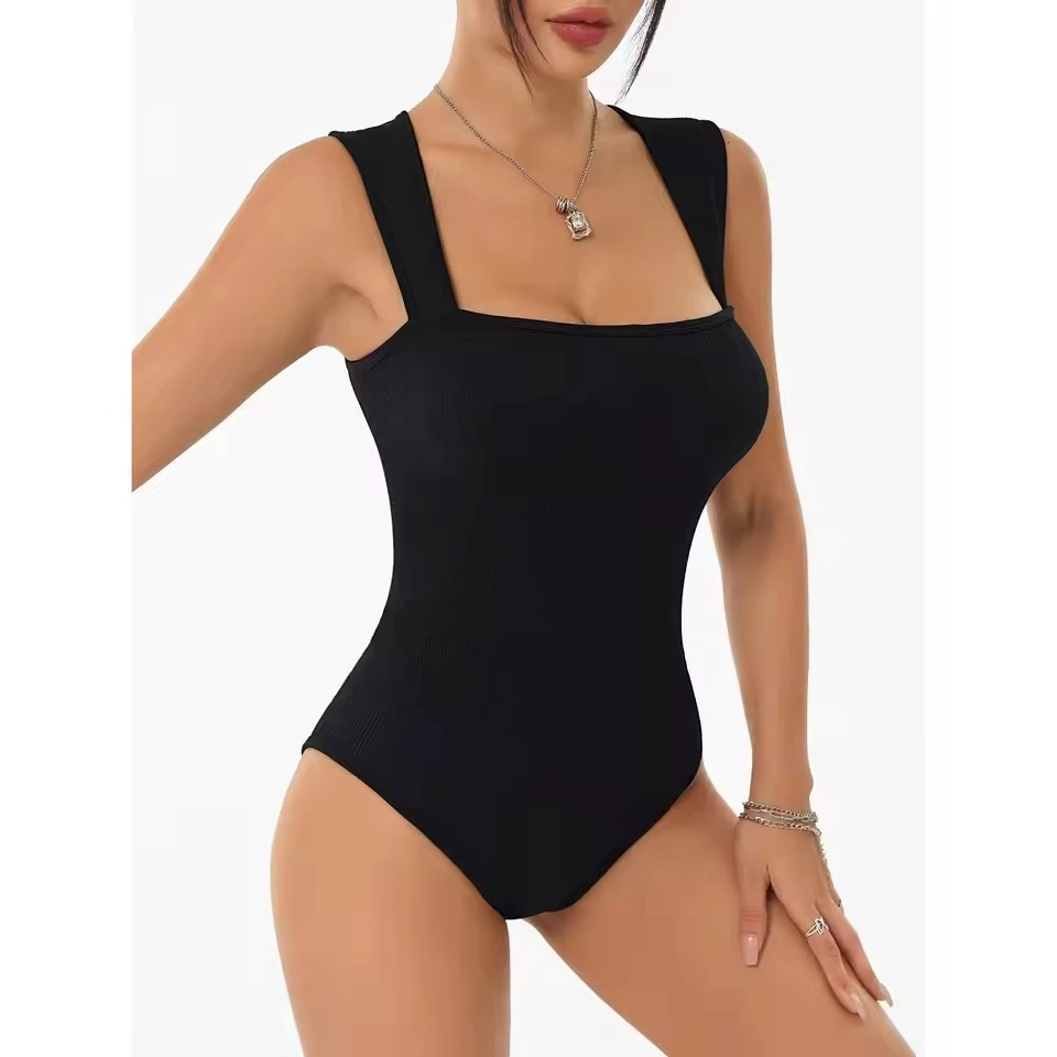Custom Wholesale Womens High Waist Embroidery Sleeveless Yoga Jumpsuit Soft Breathable One Piece Fitness Gym Bodysuit Activewear
