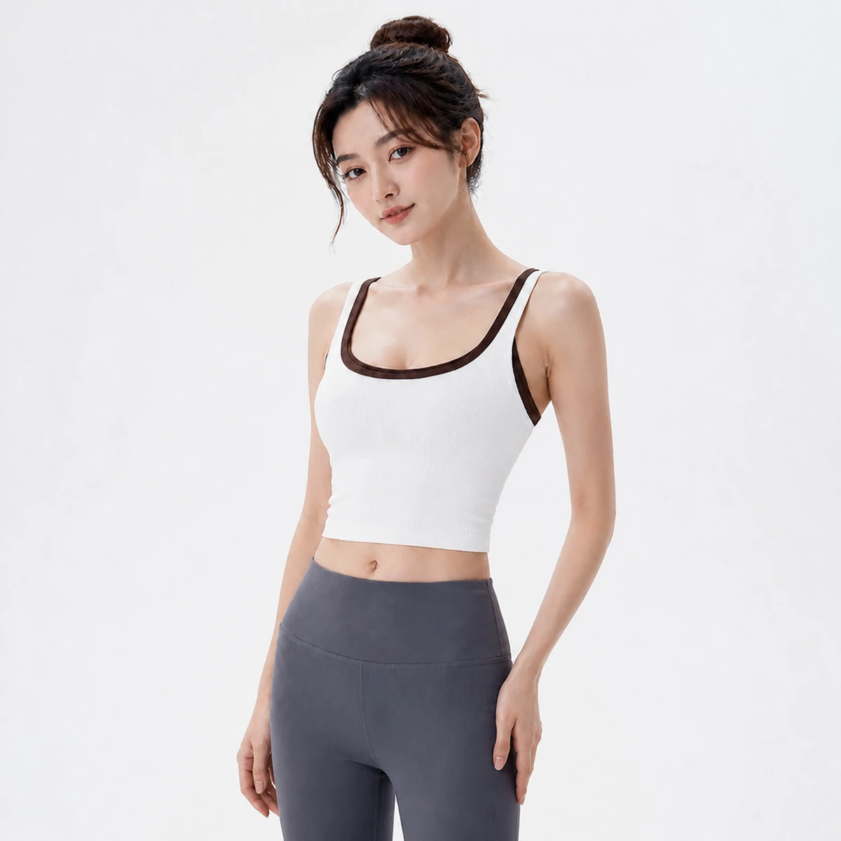 Women's Sports Vest High Elastic Quick Dry for Tight-Fitting Striped Running Fitness Top for Yoga