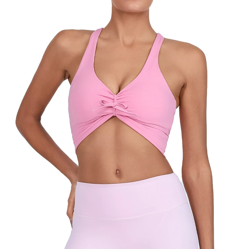 Women's Comfortable Compression Yoga Bra Quick-Drying Seamless Soft Padded Support Fitness Running Light-Weight Stretchy Back