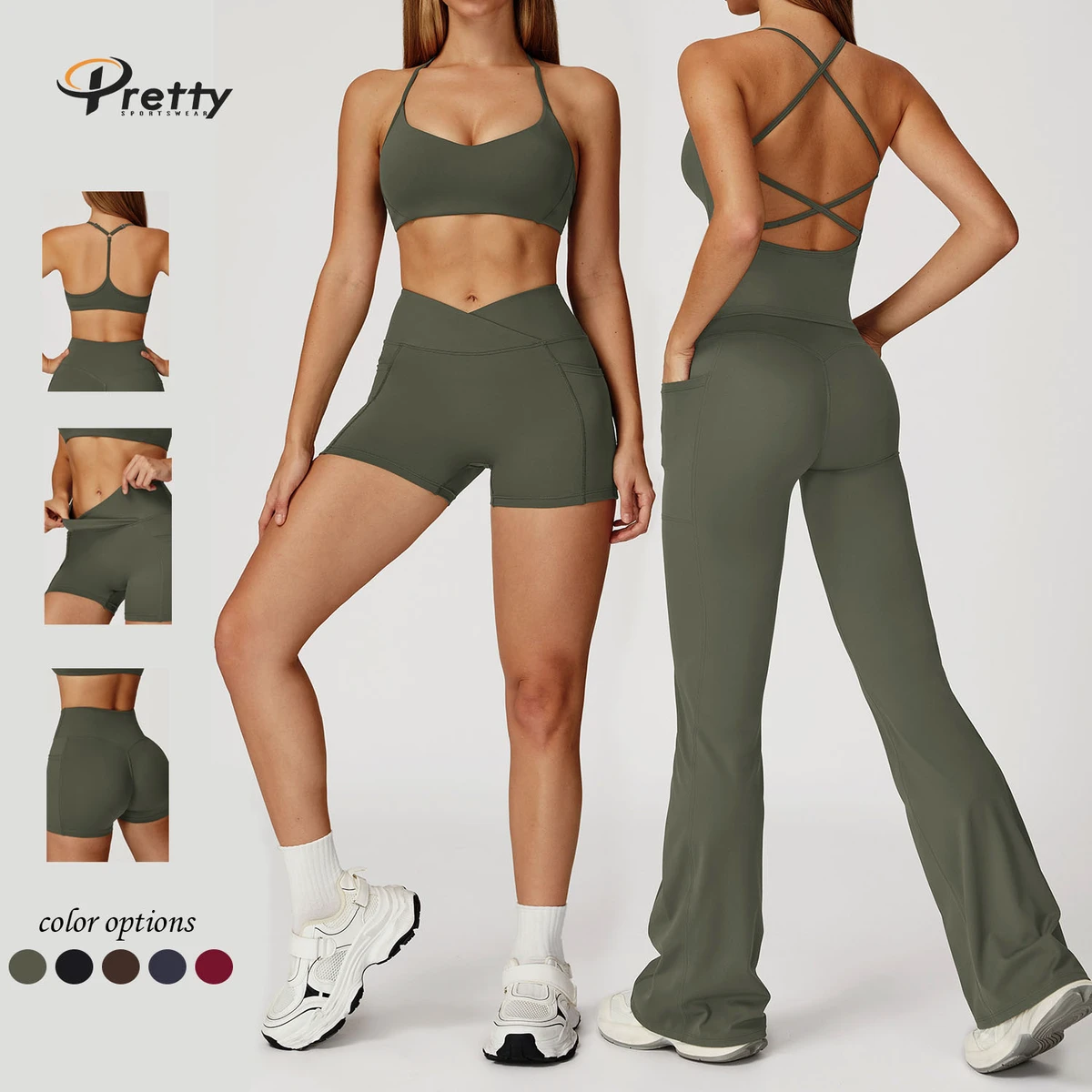 Women's Two-Piece Yoga Set High-Waist Scrunch Butt Leggings with Elastic Waist Comfortable Bra Vest Printed Pattern Logo Waist