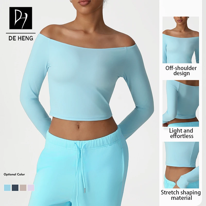 Custom Sports High-Elastic Quick-Dry Strapless Lady One Piece Yoga Fitness High Quality Gym Workout Long Sleeve Top for Women