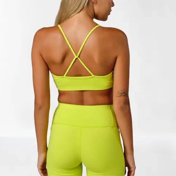 OEM Women Yoga Fitness Sports Workout Bra Strappy Yoga Bra Ladies Gym Sports Yoga Wear Bra Medium to High Support Crop Top