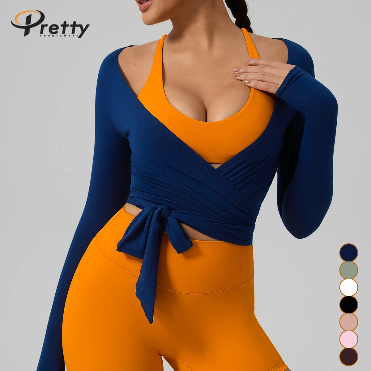 Women's Wear Slim Fit High-End Regular V-neck Breathable Fitness Top Long-Sleeved Sports Blouse Dance Yoga Clothing Spring