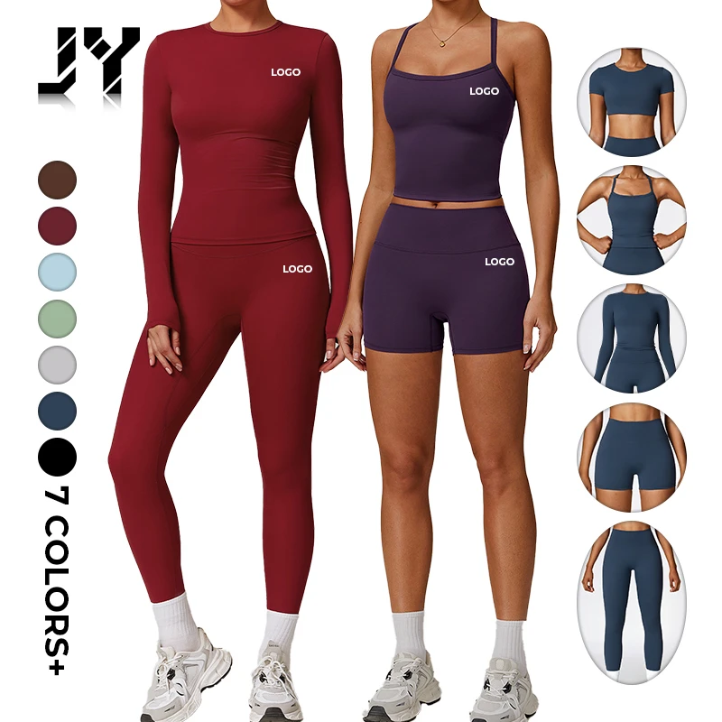 Joyyoung New Women Workout Wear Sets Fitness Gym Clothing 5 Piece Yoga Sets Sports Active Wear Gym Fitness Sets