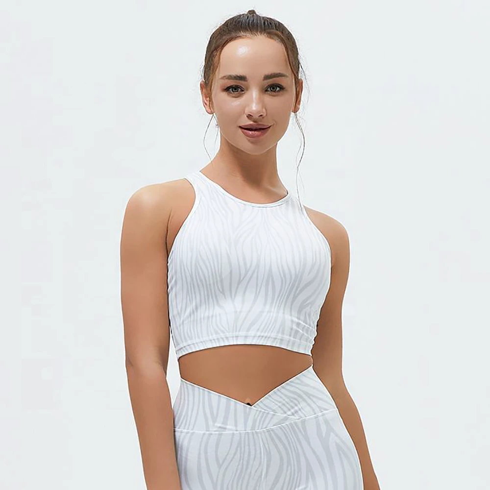 Active Fitness Wear Women Yoga Sets Breathable Elastic Waist Lightweight 2-Piece Polyester Spandex Round Neck