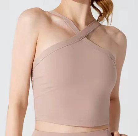 Solid Color Butter Soft Top Sports Tank With Removable Cups Fitness Clothing Yoga Gym Women Sexy Sports Bra