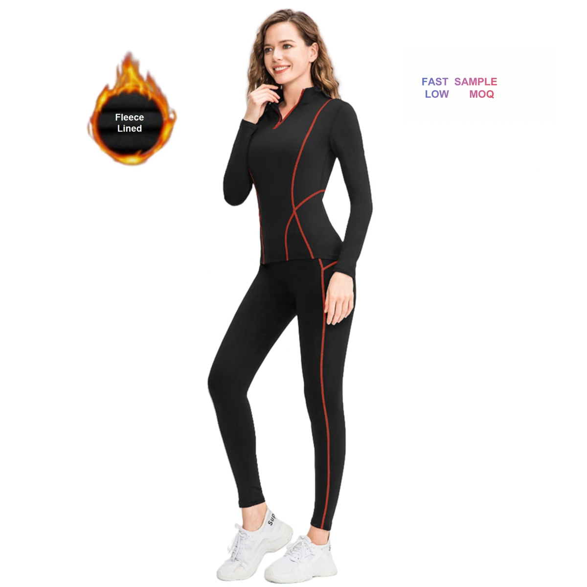 OEM High Quality Fleece Lined 2 Piece Yoga Set Custom Printing Training Workout Tracksuit Fitness Yoga Suit for Woman