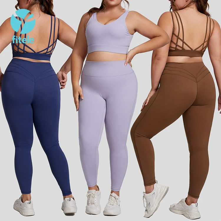 Women Plus Size Breathable Seamless Gym Set Solid Yoga Tops Shorts Butt Lifting Leggings Four-Way Stretch Quick Dry Workout