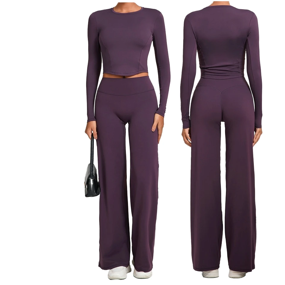 Casual All-match Solid Breathable Four-way Stretch Yoga Suit Quick-drying Tight-fit High Waist Elastic Waist Sports Women's