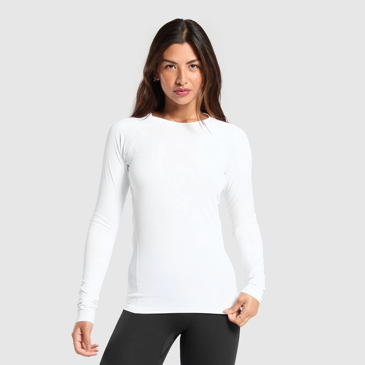 Slim Fit Long Sleeve Breathable Quick-Dry Yoga Tops Workout Round Neck Active Wear Training Gym Fitness Compression Top