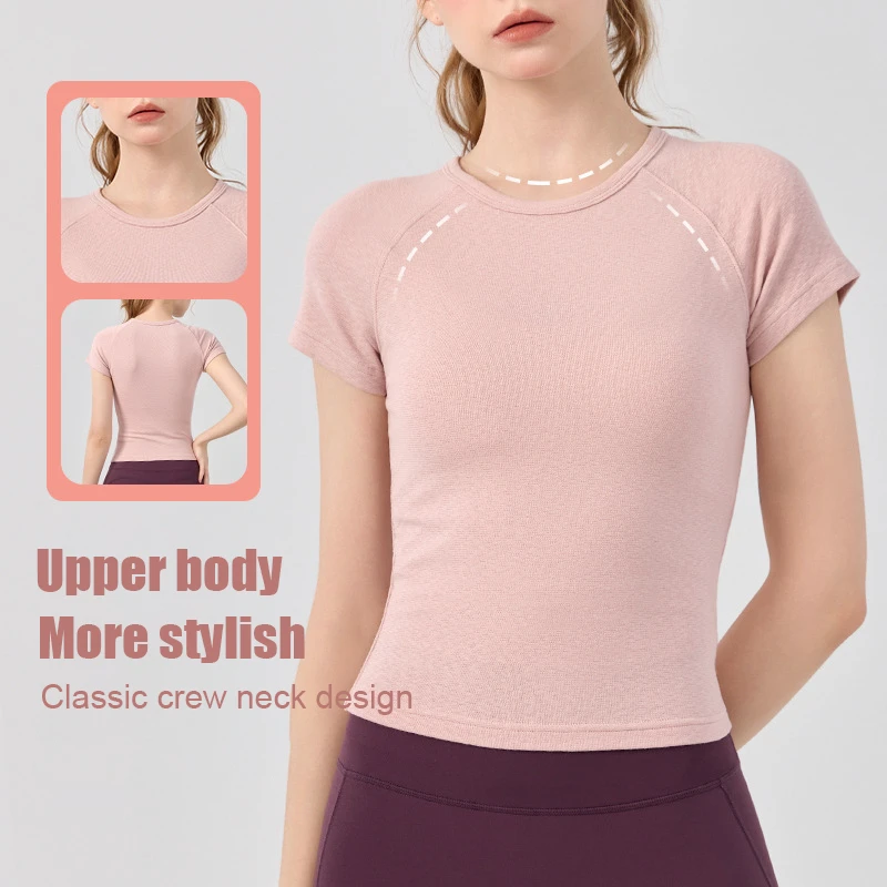 XW-MZ-366 New Round Neck Breathable Quick-drying Fitness Running Women's Short Sleeve Wholesale High Quality Yoga Gym Tops
