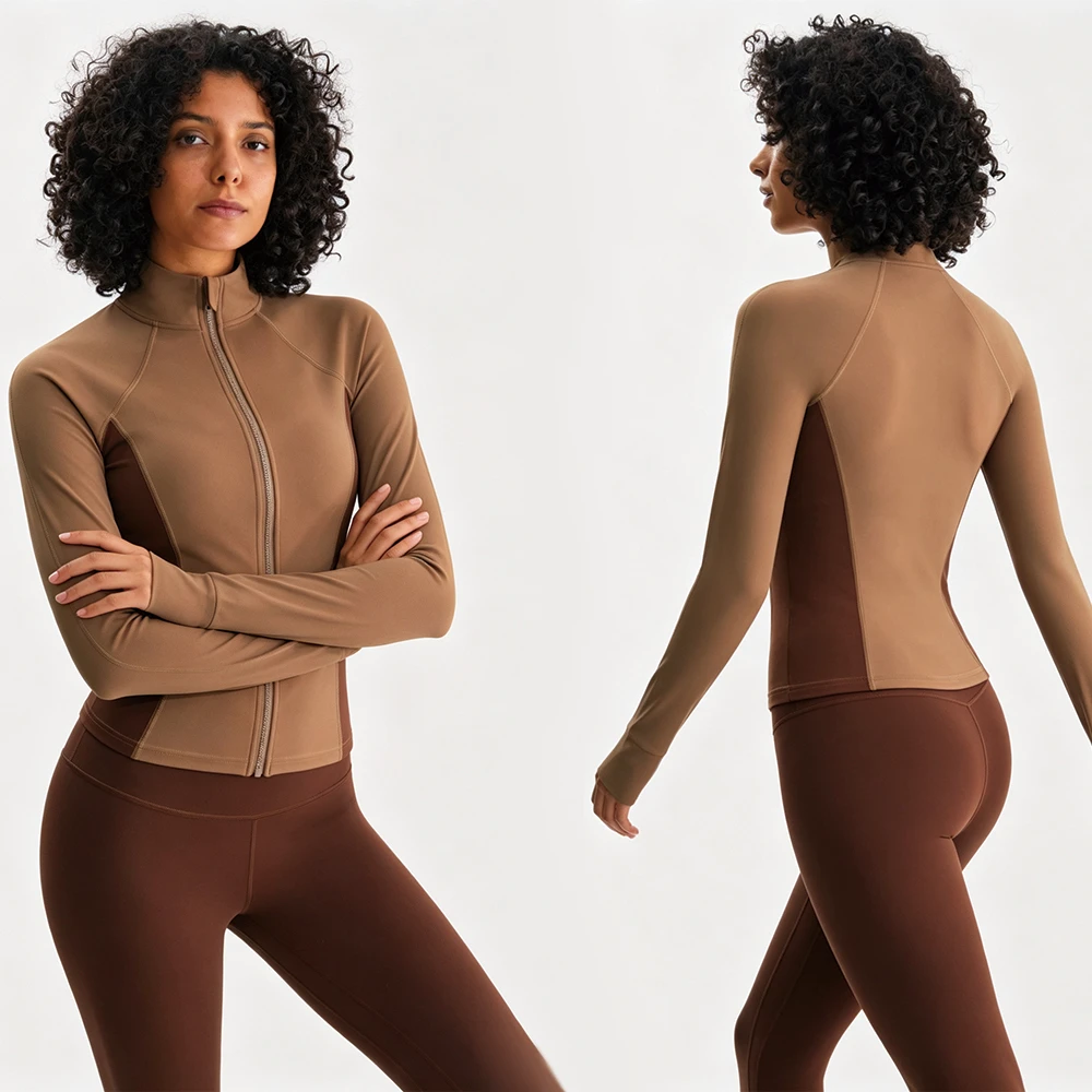 OEM Women Long Sleeve Yoga Jacket Slim Fit Athletic Workout Top with Butter Soft Stretch Fabric Support Gymwear Activewear