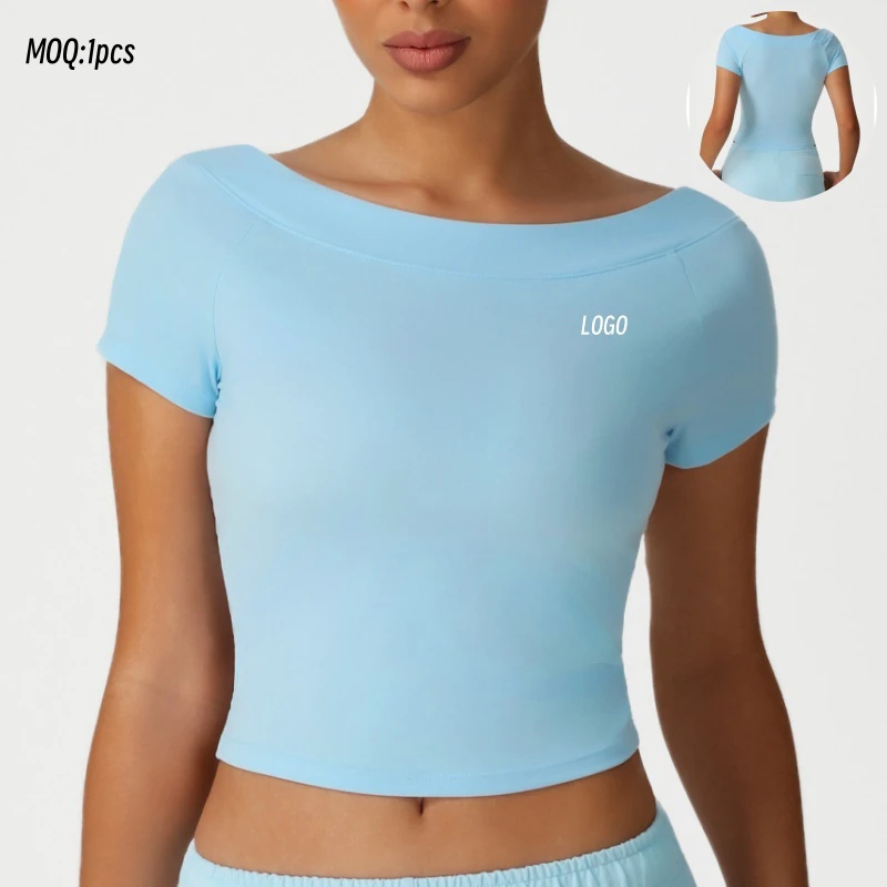 Aoyema Women Sports Wear Sexy Slim Top New T-Shirt Casual Yoga Clothes with High Elasticity Plus Size Fitness Short Sleeves