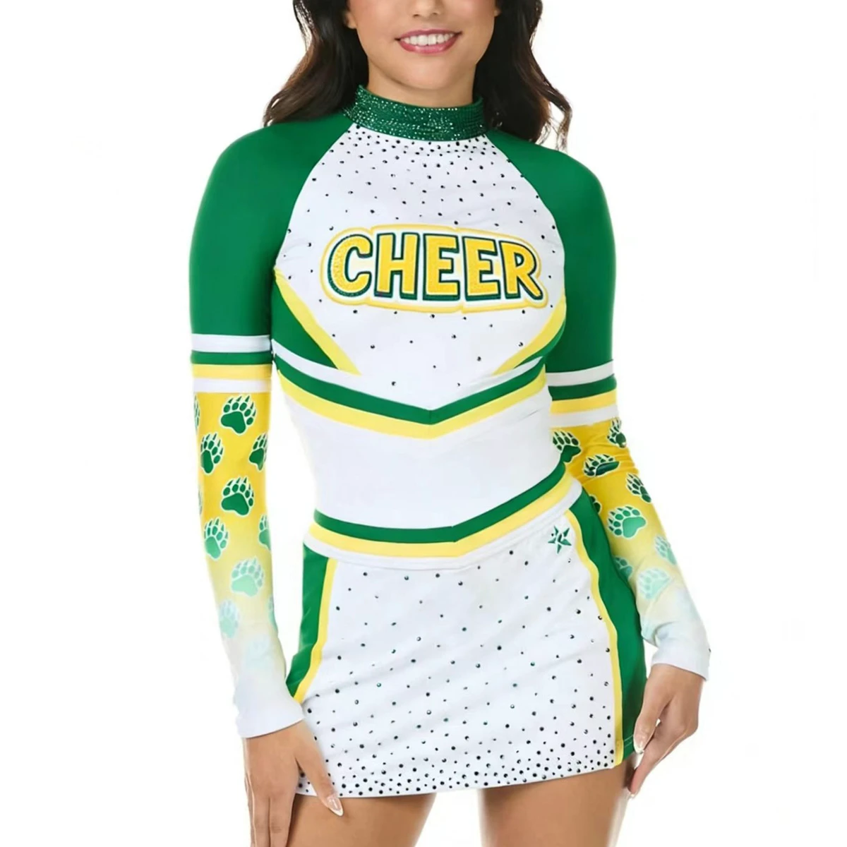 Custom Printed Beaded Sublimation Cheerleading Uniforms Tracksuit for Kid & Adult Girls' Sets OEM Design