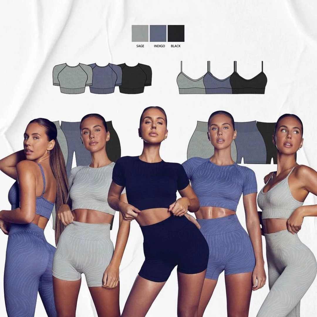 Women's 4-Piece Fitness Sports Set Quick-Drying Bra Shorts Yoga Pants Breathable Solid Elastic Waist Yoga Clothes Front
