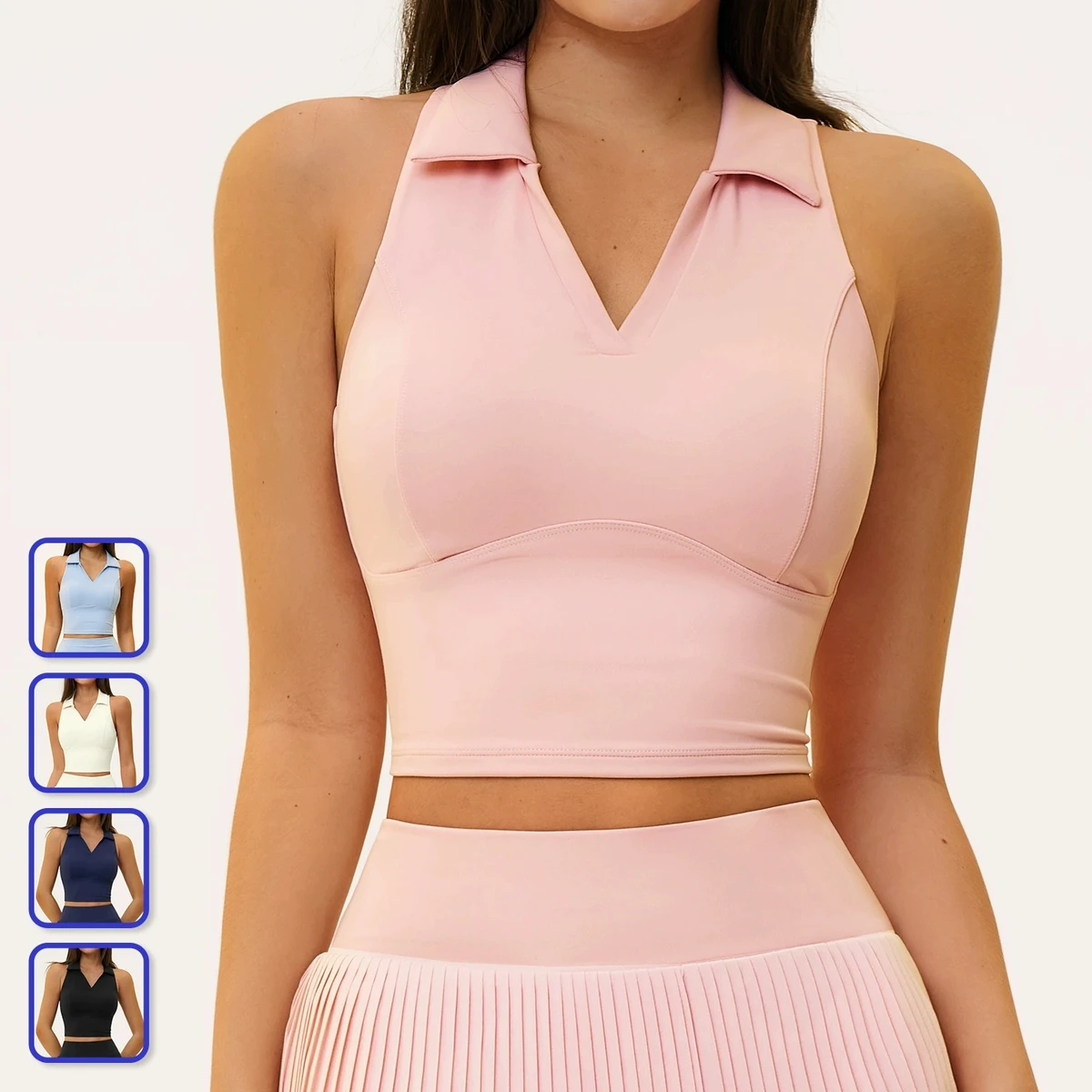 Summer New Women's European American Style Spandex/Nylon Turn-down Collar Sleeveless Outdoor Yoga Top