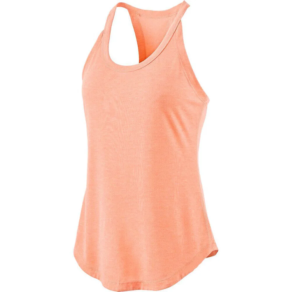 Custom Women's Plus Size Summer Solid Breathable 100% Cotton Yoga Tank Tops Loose Fit Racerback Workout & Running Tops