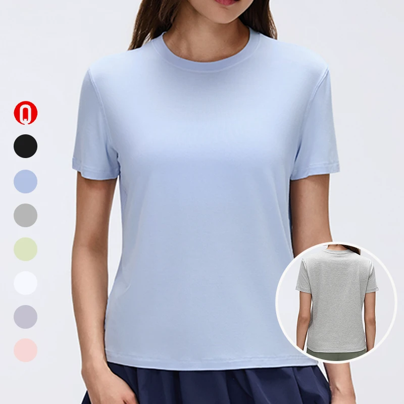 Summer Breathable Women Short Sleeve Sports Top Loose-fit Pilates Running Quick-dry Fitness Workout Crew Neck Sports T-shirts