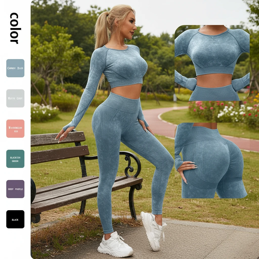 Four Way Stretch Yoga Clothing Spandex Nylon Full Length Yoga Top Legging Full-Length Yoga Top Sports Gym Wear