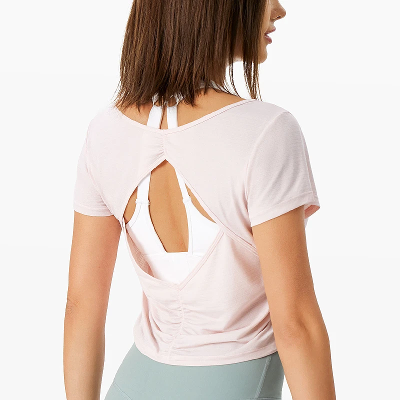 Yoga Suit Women's Back Running Training High Quality Polyester Quick Drying Sports Casual Style T-shirt