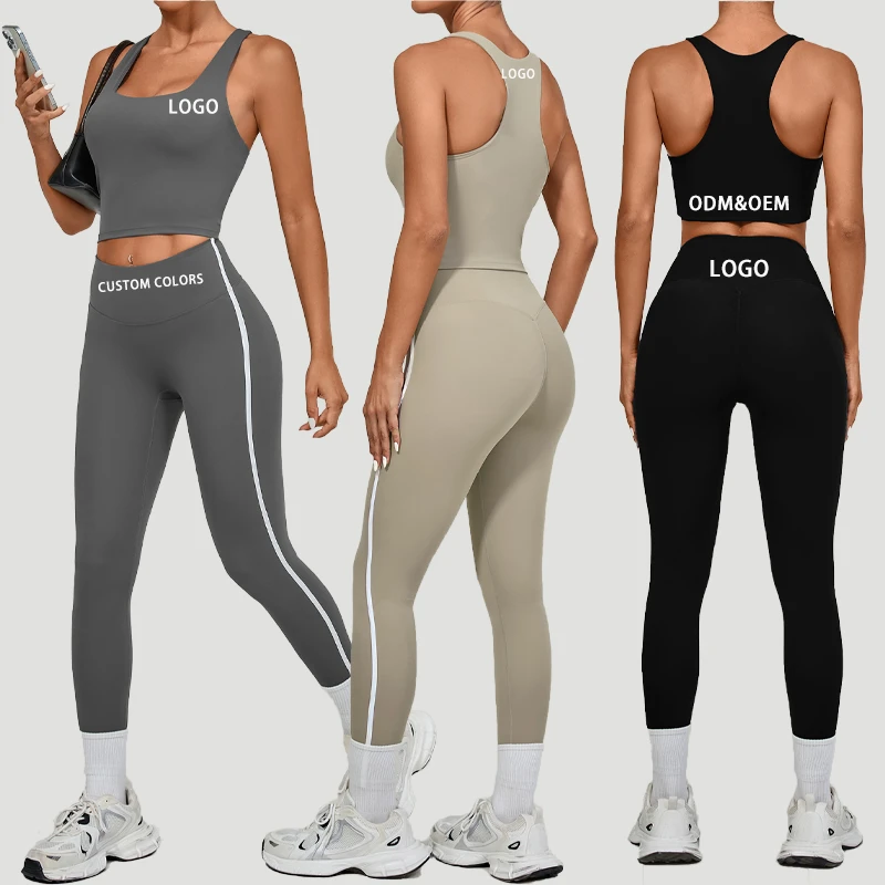 Nude Solid Plus Size Yoga Set High-waisted Tight Women's Quick-drying Running Outdoor Sports Fitness Wear Two-piece Set