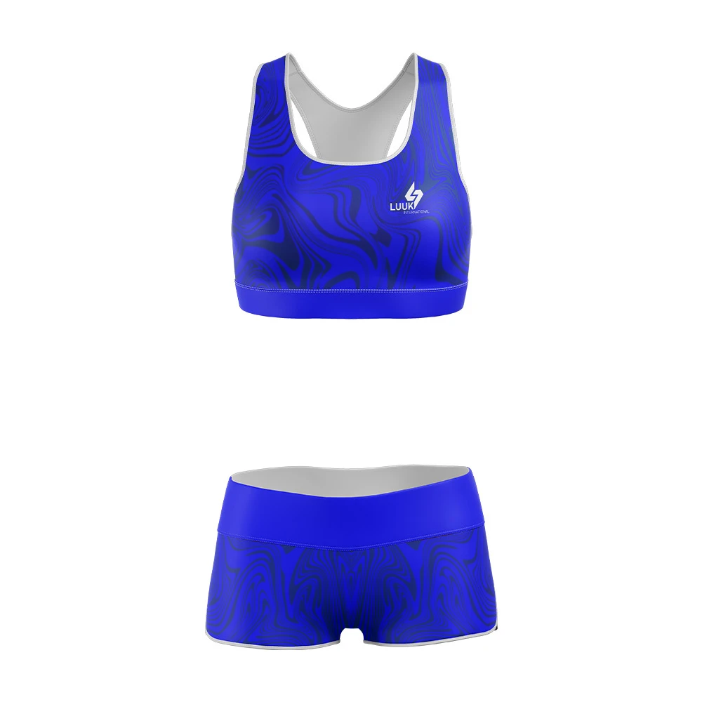 Custom Eco Friendly Lightweight Mid Waisted Four Way Stretch Yoga Sports Bra & Shorts Set with Elastic Waistband