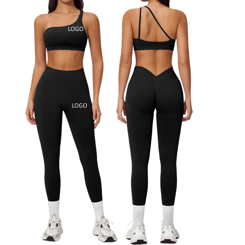 Custom Seamless off Shoulder Sports Suit Tight Fitting Running and Quick Drying Yoga Suit Women's Outdoor Casual Fitness Suit