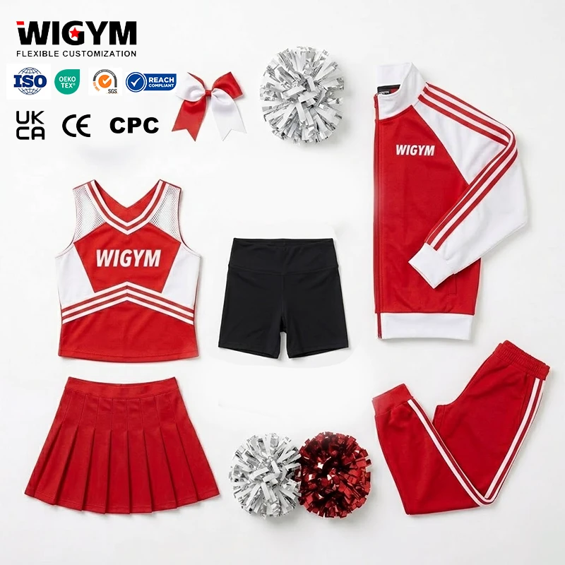 Custom Dye Sublimation Cheerleading Bra and Skirt Set for Kids Dance Team Practice Wear