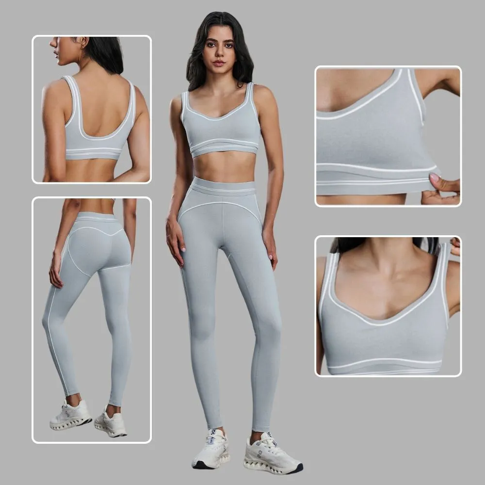 High Support Nude Feel Breathable Shockproof Racerback Sports Bra Tummy Control Butt Lift Leggings 2 Piece Fitness Yoga Sets