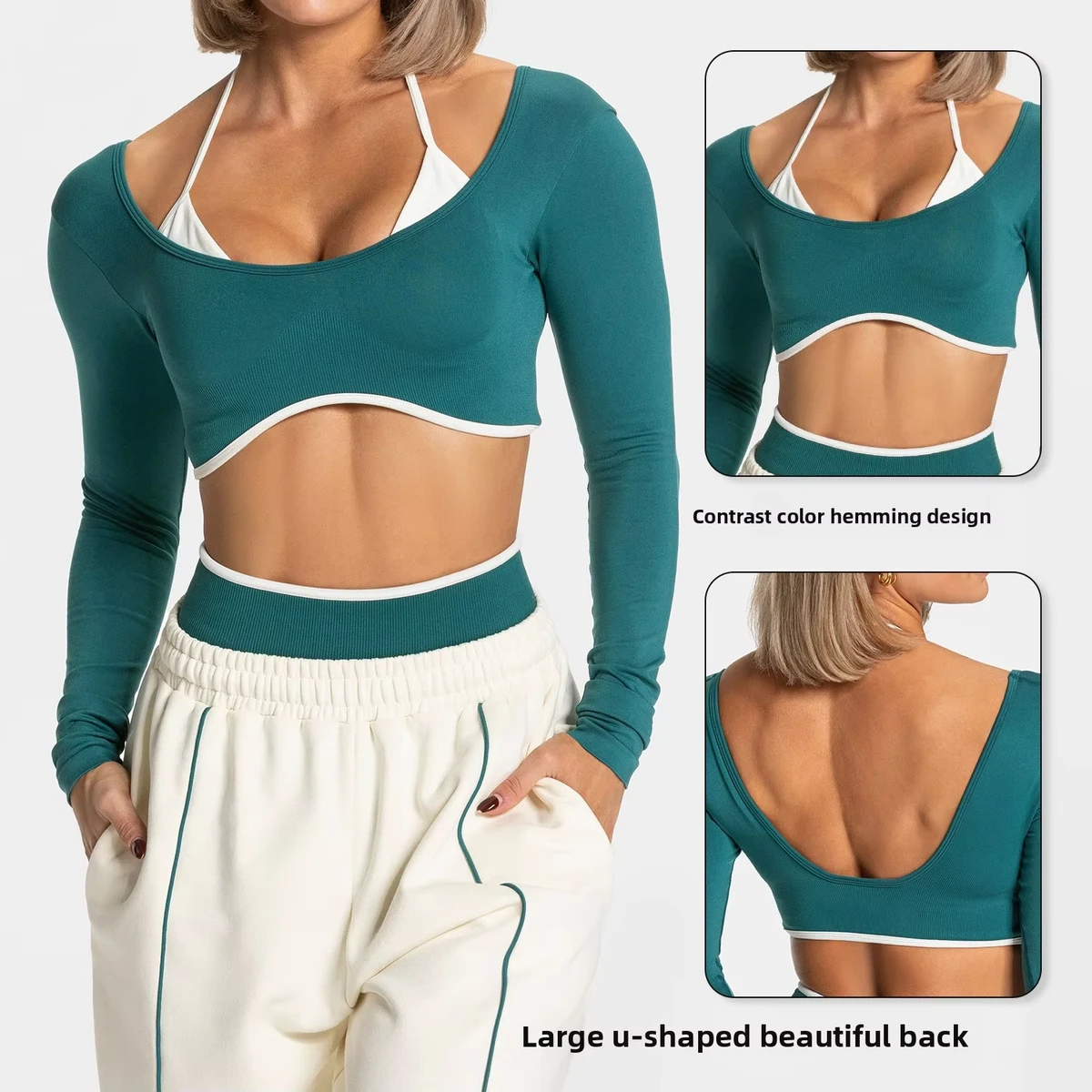 Breathable Border Seamless Two-Piece Sports Tops Long-Sleeved Fitness & Yoga Outer Wear Running Tops