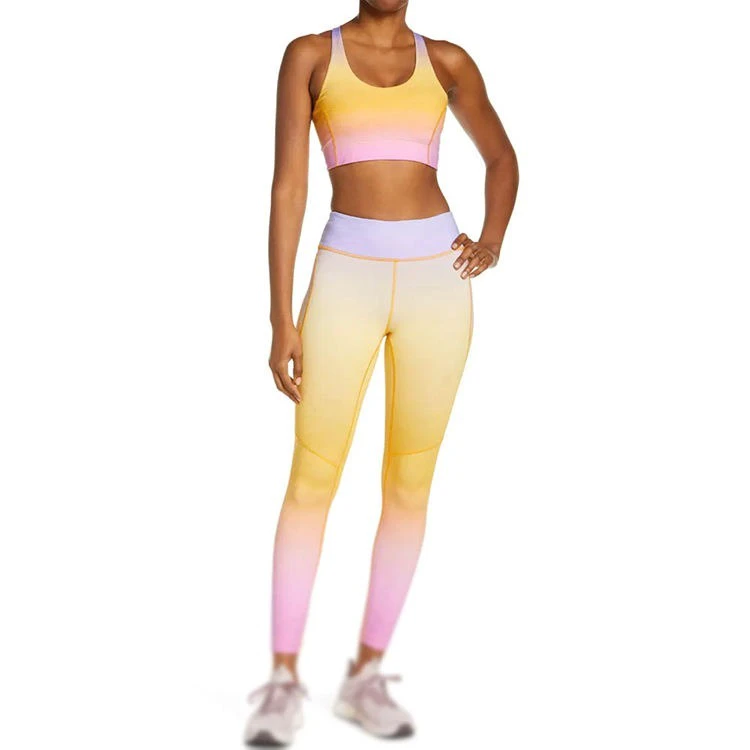 High Quality Women's Yoga color full Set New Style Seamless Gym Clothing Stretch Bra and Shorts Women's Sets