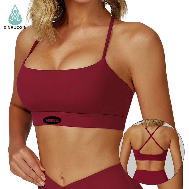 Sexy pink Back Double Straps Solid High Impact Support Seamless Comfortable Good Quality Workout Sport Bra