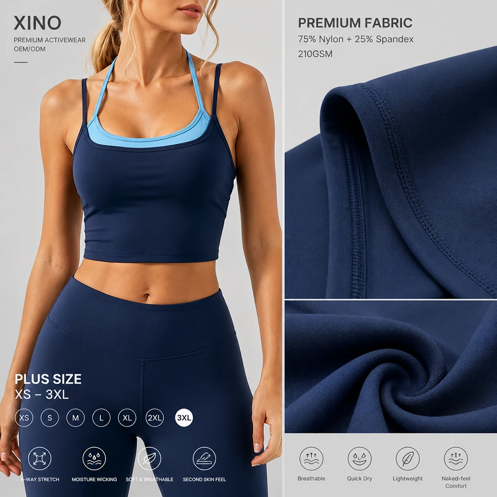 OEM Built-in Bra 2 in 1 Yoga Tank Top Sleeveless Workout Shirt for Women Custom Private Label Breathable Gym Fitness Activewear