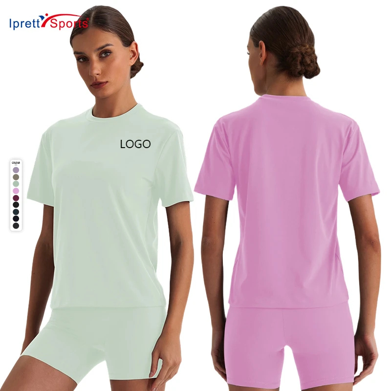Active Fitness Yoga Wear Women's Summer Quick Dry Gym T-shirt Light Breathable Custom Round Neck Sports Running T Shirt