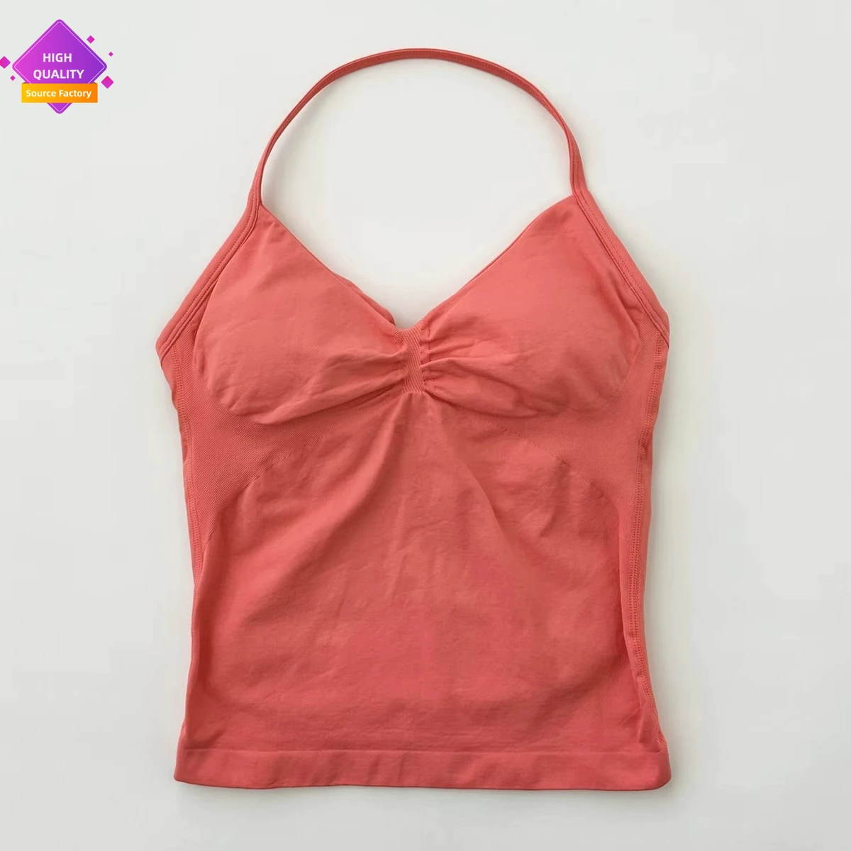 Women's Fitness Yoga Vest New Sports Gym Clothes Backless Workout Top with Scrunch Built-In Bra Seamless Design with Cups