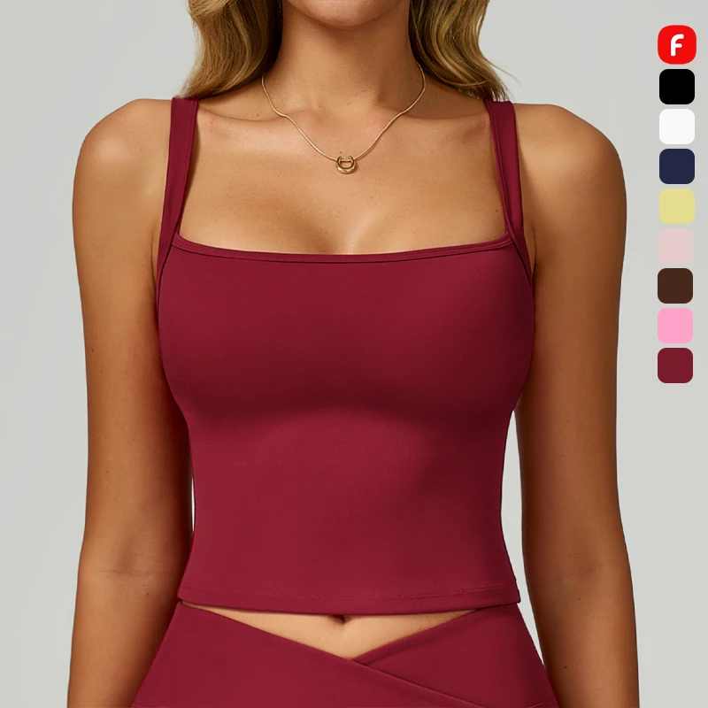 FANCO High-Quality Double-Strap Yoga Vest Nude Quick-Drying Breathable Tank Top Women Outdoor Running Sports Bra Fitness Clothes